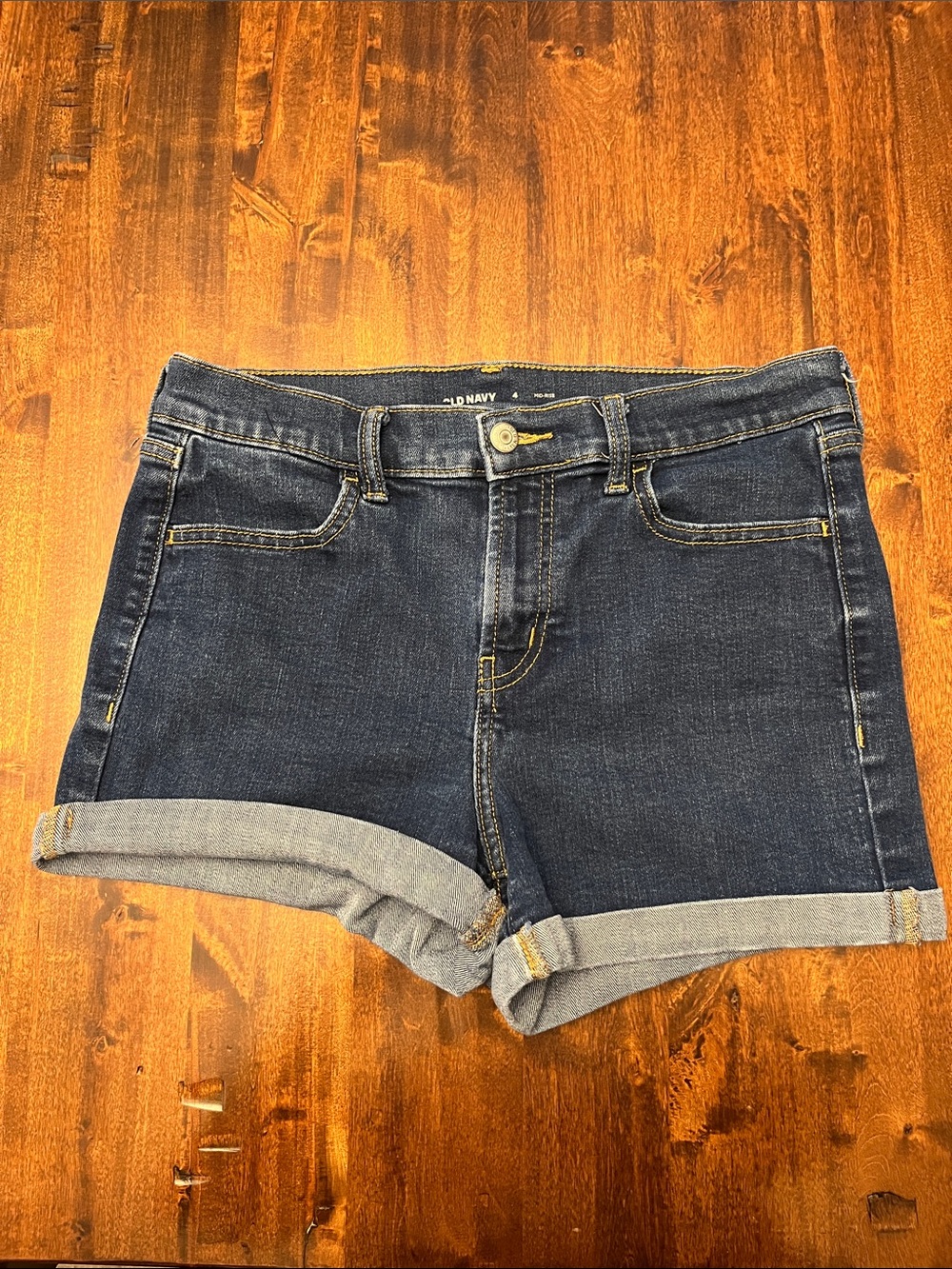 Old Navy Dark Blue Cuffed Denim Shorts